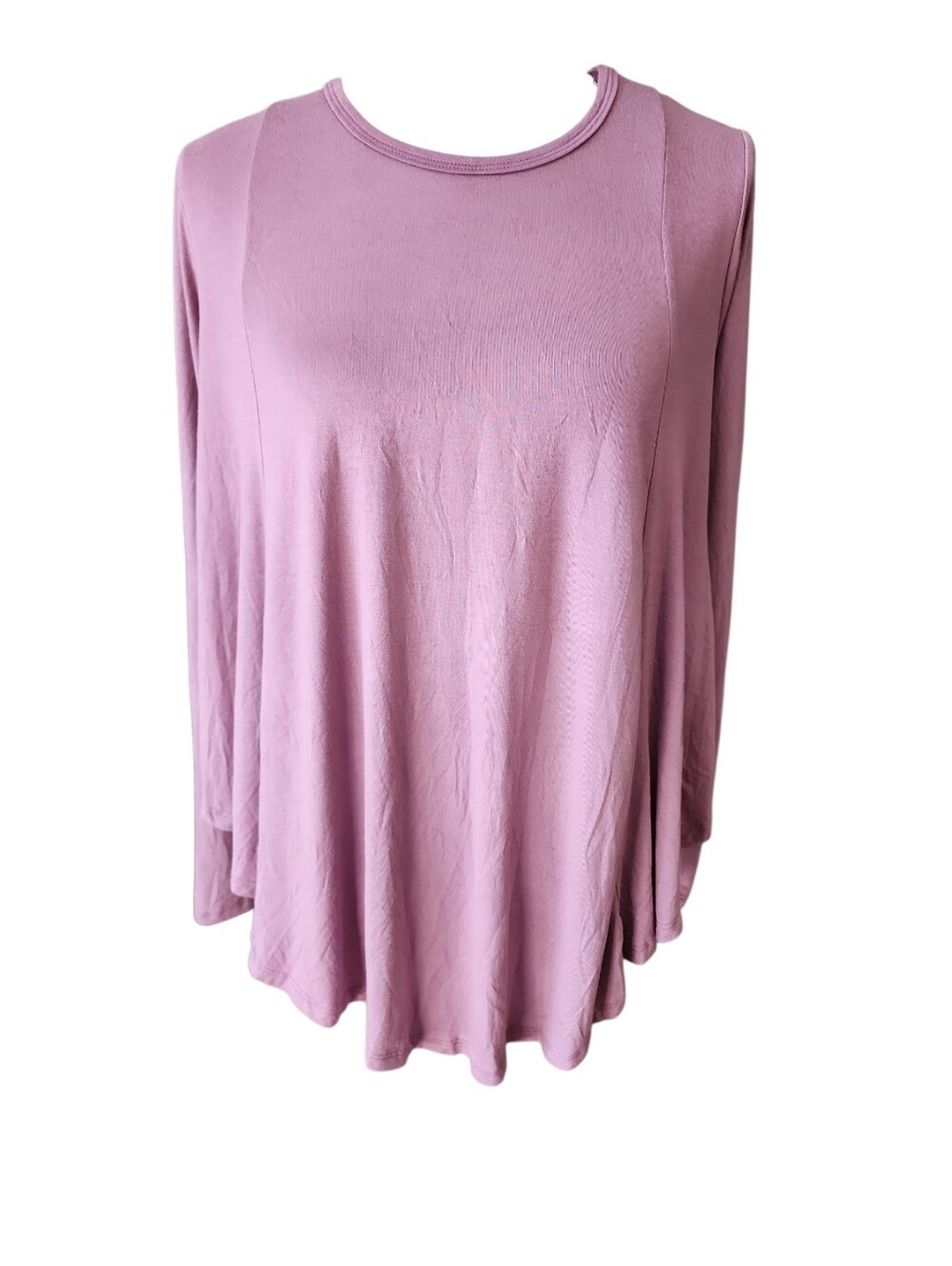 Cherish Mauve Long Sleeve Relaxed Flowy Asymmetrical Hem Top Size Small